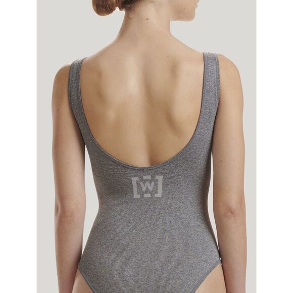 NWT Wolford Shaping Athleisure Logo Scoop Neck Bodysuit in Grey Melange Size S - Picture 5 of 16